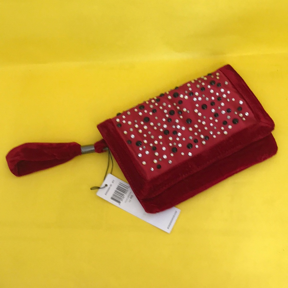 New burgundy velvet BCBGENERATION mini bag